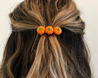 Mini Pumpkin Hair Clip: Handmade Fall French Barrette