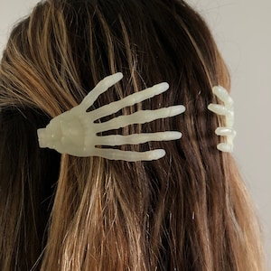 Halloween creepy skeleton hands hair clips with spooky glow in the dark option image 5