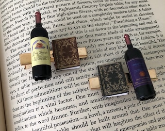 Book club hair clips, mini book and wine bottle accessory, wine lover gift, book club gift