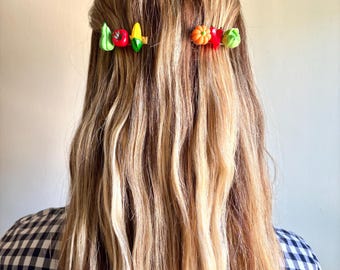 Vegetable handmade hair clip, cottagecore garden girl summer barrette
