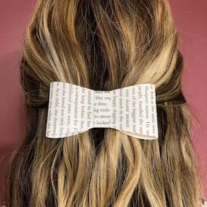 Handmade Recycled Book Page Hair Bow: Bookish Accessory