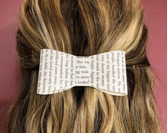 Handmade Recycled Book Page Hair Bow: Bookish Accessory