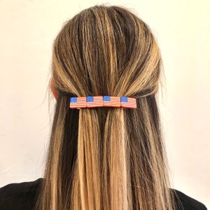 American flag patriotic barrette hair clip, 4th of July accessory image 2