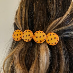 Chocolate chip cookie handmade hair clip barrette, cookie lover gift