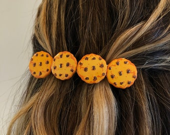 Chocolate chip cookie handmade hair clip barrette, cookie lover gift