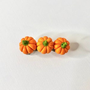 Mini pumpkin hair clip barrette, handmade fall Halloween hair clip french barrette image 3