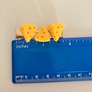 Cheese lover hair clips, handmade mini cheese barrette hair pins, Wisconsin cheesehead accessory image 5