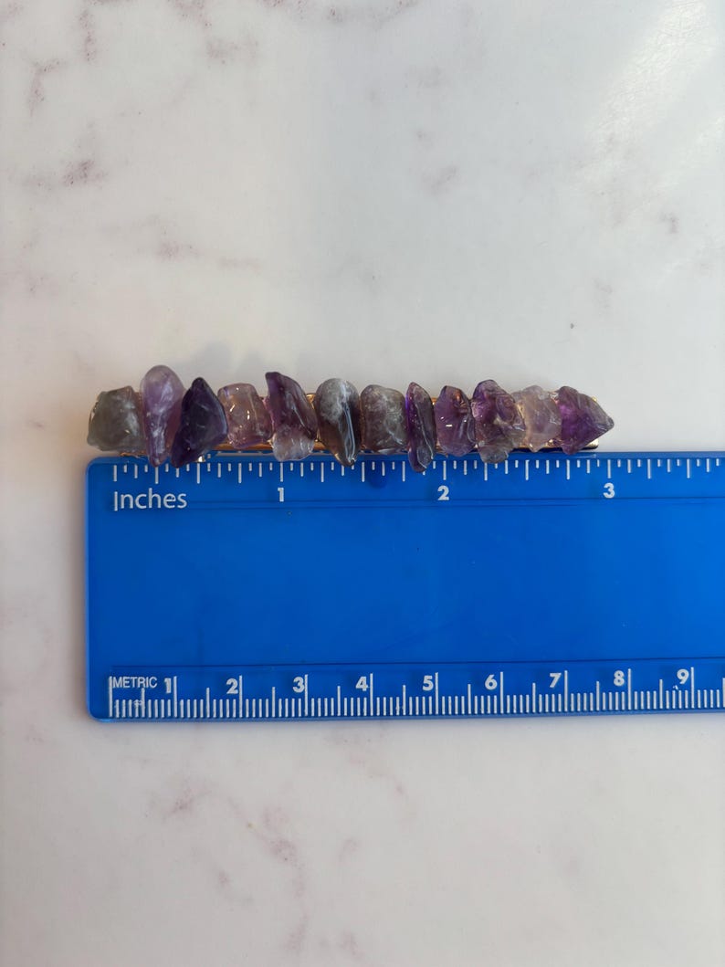 Purple amethyst gemstone large handmade hair clip barrette, crystal hair accessory image 8