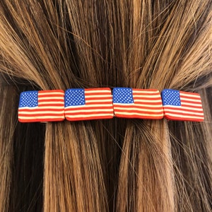 American flag patriotic barrette hair clip, 4th of July accessory image 8