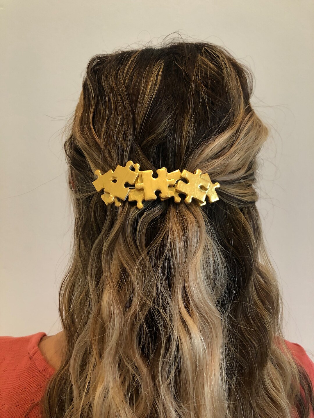 Gold Jigsaw Puzzle Piece Hair Clip Barrette Puzzle Accessory Etsy