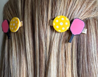 Pickleball paddle and ball hair clips (set of 2)