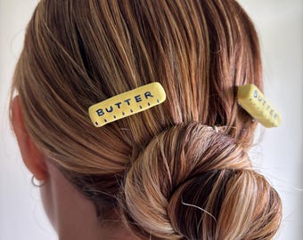 Butter hair clips, handmade mini butter stick barrettes