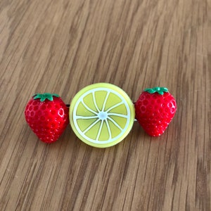 Strawberry and lemon summer fruit handmade hair clip barrette image 9