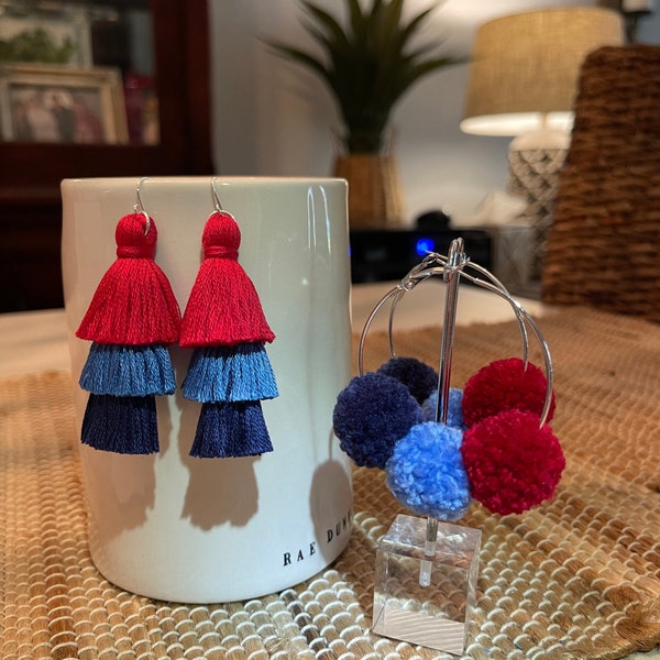 Rebels Red, Blue and Navy Earrings