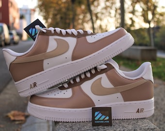 Beige air force one custom sneaker for women and children