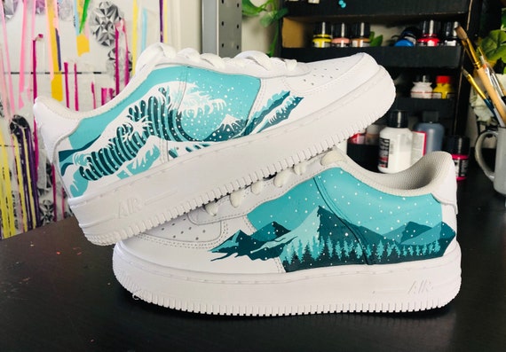 Ruddy frill Foranderlig Kanagawa Air Force 1 Waves and Mountains Custom Sneaker - Etsy