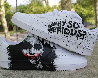 Joker sneaker custom, pour homme femme et enfant, why so serious sneaker personnalisé, cadeau idéal, anniversaire