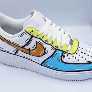 Effet cartoon air force one sneaker custom, Personnalisation de baskets