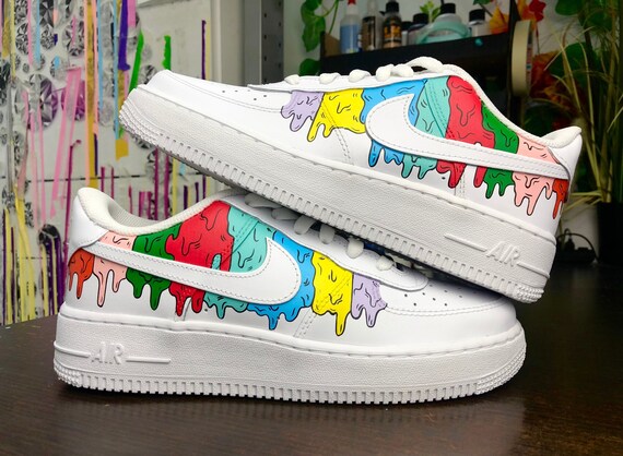 Air Force 1, Custom Sneakers, Color Drip, Rainbow Shoes 