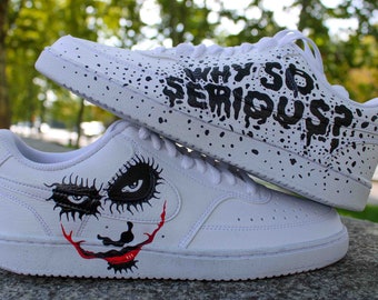 Joker sneaker custom, pour homme femme et enfant, why so serious sneaker personnalisé, cadeau idéal, anniversaire