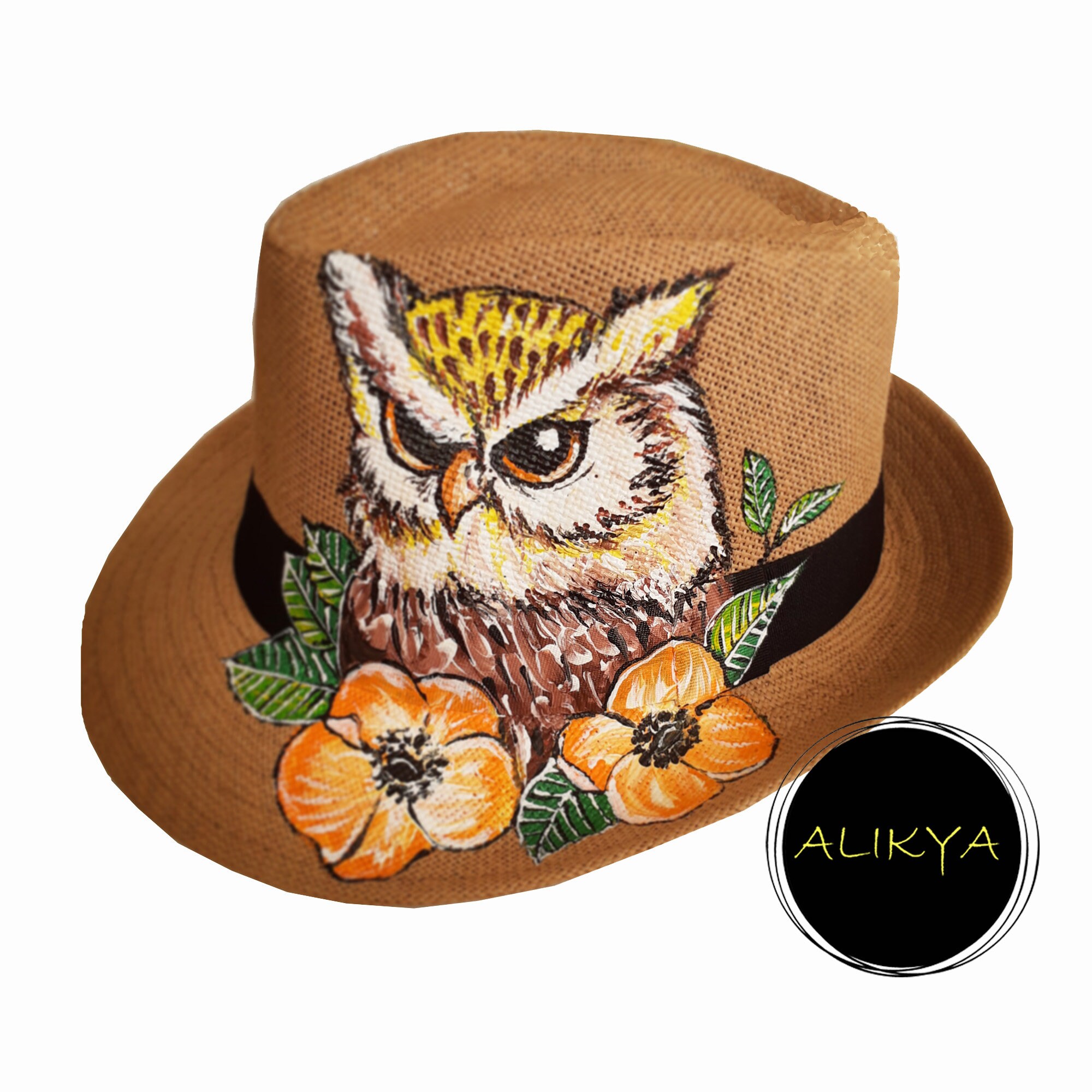 Hand Painted Owl Hat-colorful Animals 