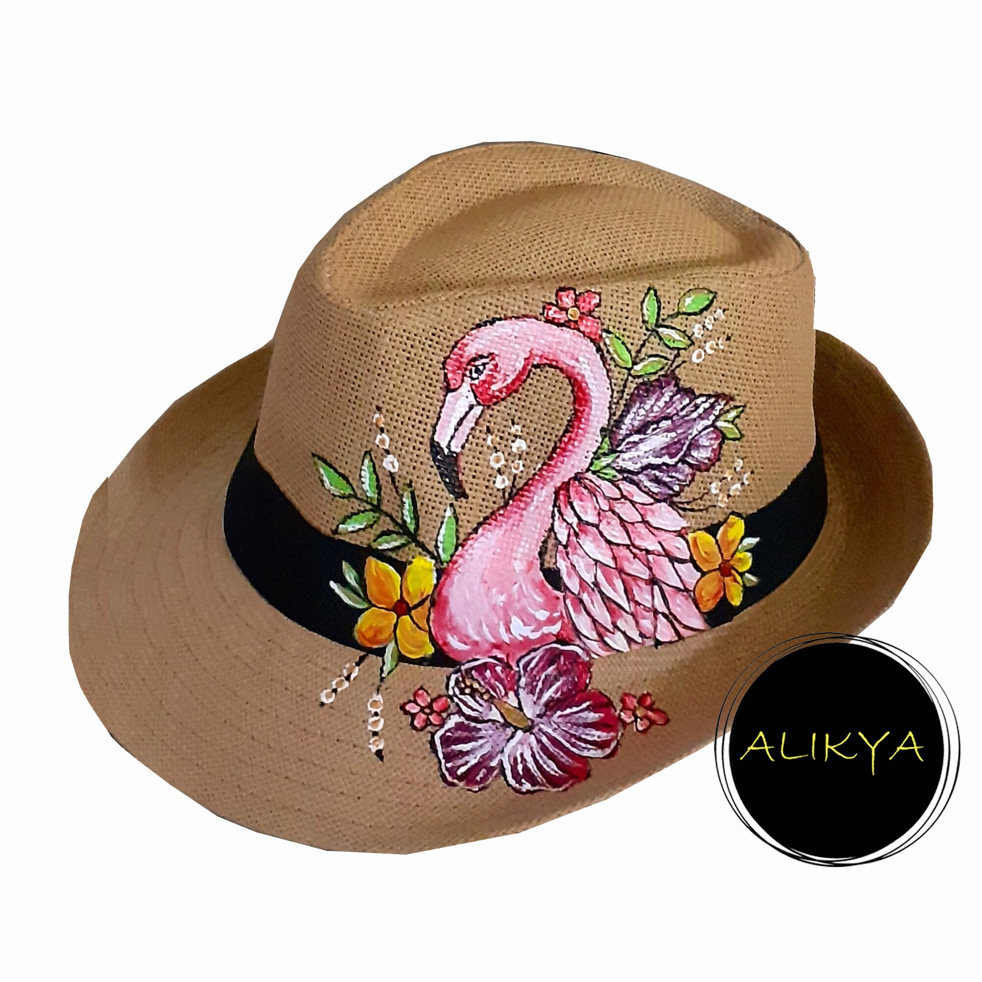 Hand Painted Flamingo Hat-colorful 