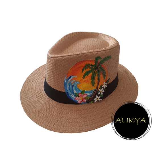 Leavesstraw Hatfedora Hathandpainted 