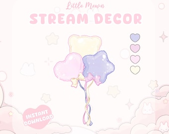 Cute Animated Balloons Overlay | Pastel Vtuber Twitch Asset (Digital Download)