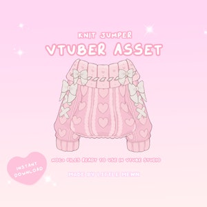 Cárdigan de punto con lazo rosa de VTuber Asset
