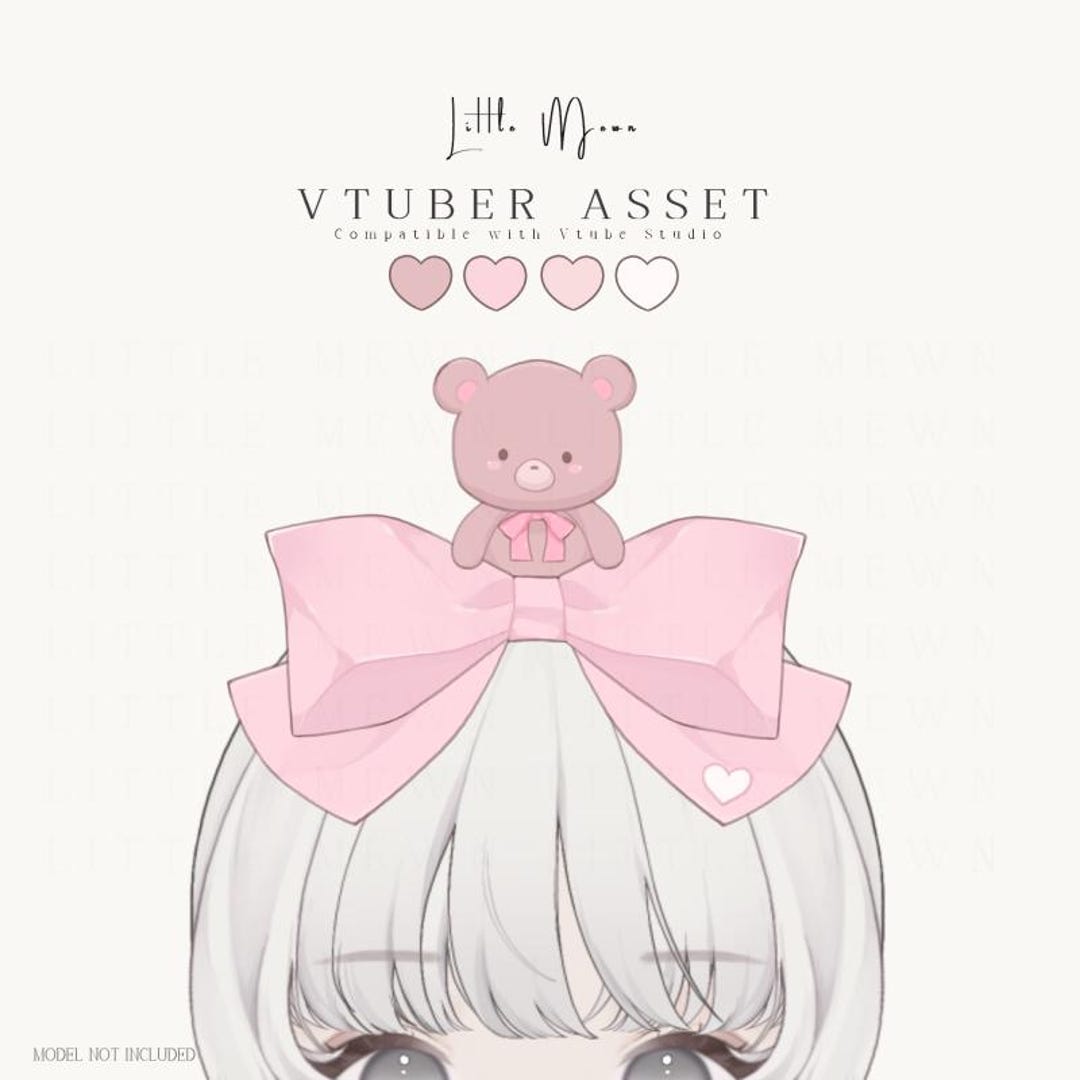 Vtuber Asset | Bear Hair Ribbon Outfit Accessory for Vtuber Models ...
