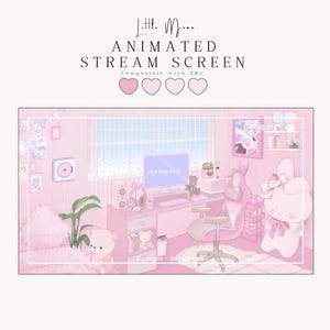 ANIMATED screens | Cute Pink Lofi Aesthetic | Kawaii Gamer girl pink room overlay banner| twitch vtuber scene background