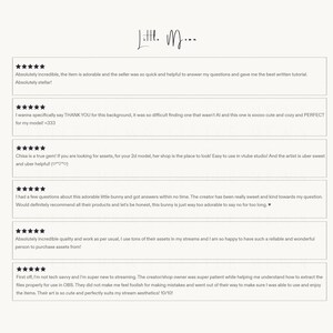 Pode incluir: Um gr&aacute;fico digital exibindo seis avalia&ccedil;&otilde;es de clientes para a loja Little Mama. Cada avalia&ccedil;&atilde;o apresenta cinco estrelas pretas, seguidas de texto elogiando os recursos da loja, a prestatividade do vendedor e a qualidade dos itens digitais.