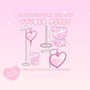 Rigged Pink Bear VTuber Asset: Nurse Care Scene (Digital Download)
