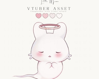 Risorsa per il volto dell'emote Ghost di Vtuber per VTube Studio, oggetti di scena animati completamente riggati, emote Ghostie riggata