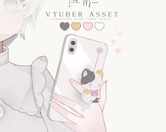 Vtuber Asset | Cat Smart Phone Hand Outfit Accessory for Vtuber Models | VTube Studio Compatible