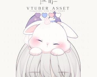 Vtuber Pet Rabbit Head Asset for VTube Studio, Fully Rigged Animated Vtube studio Props, Sleeping Bunny
