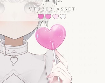 Vtuber Asset | Heart Lollipop Hand Outfit Accessory for Vtuber Models | VTube Studio Compatible