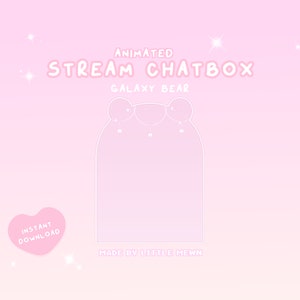Animated Chat Box | Cute  Twitch Overlay with Adorable Pink Galaxy Bear Design - for Gamers and Vtubers