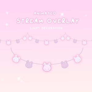 Animated Pink Bunny Stream Overlay | Kawaii Light Decor (MOV File)