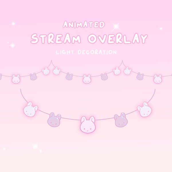 Animated Stream Decor | Pink Bunny Light Overlay | Cute Aesthetic | Kawaii Setup