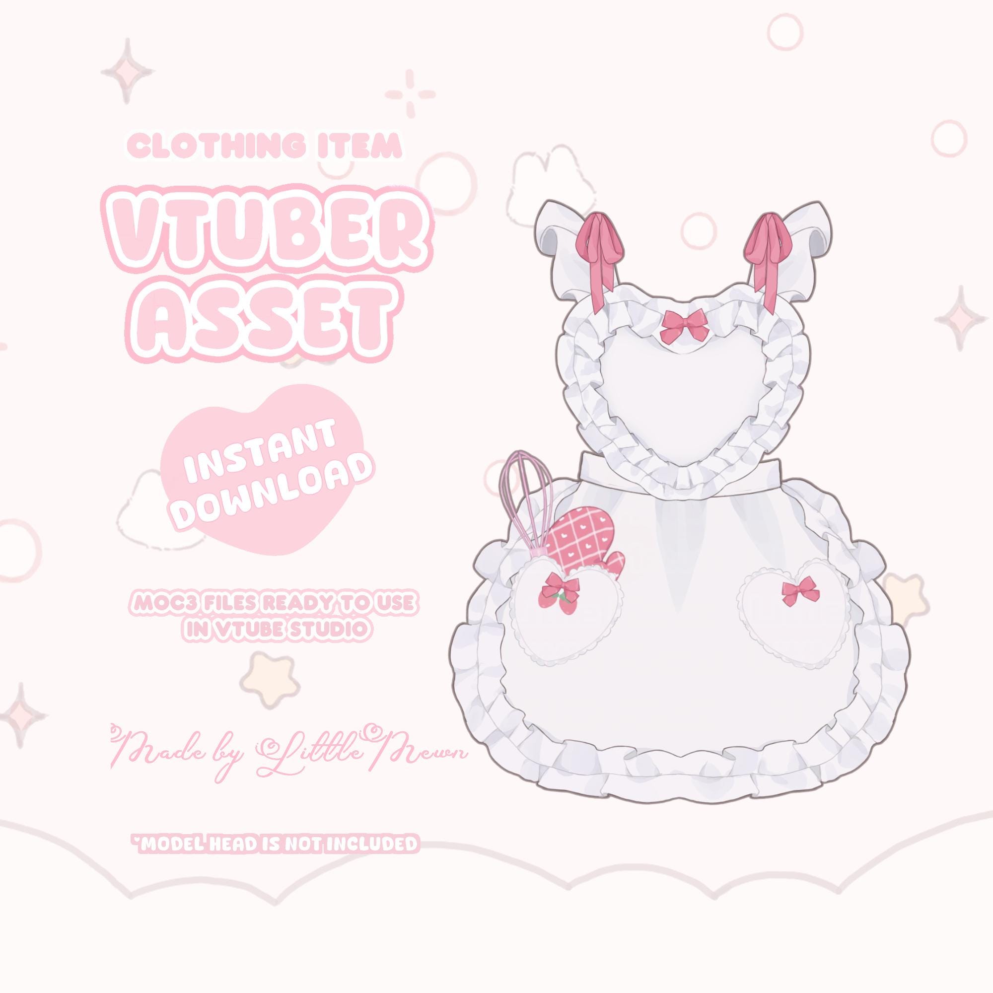 VTuber Asset | Sweetheart Apron Strawberry Parfait | Vtube Studio