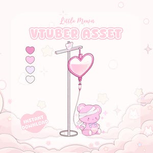 Rigged Pink Bear VTuber Asset: Nurse Care Scene (Digital Download)