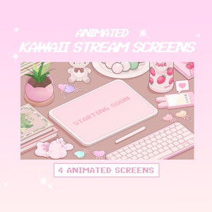 ANIMATED screens | Cute Pink Lofi Aesthetic | Kawaii Gamer girl pink room overlay banner| twitch vtuber scene background