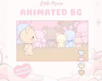 Kawaii Pink Bear Animated Stream Screens: VTuber Overlay (Digital Download)
