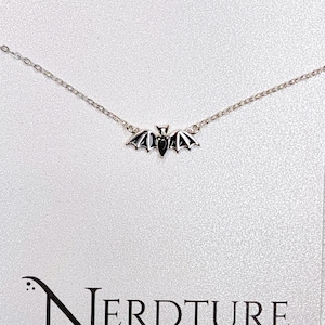 Tiny Bat necklace, Sterling silver, Halloween pendant, Protection charm, talisman, simple bat