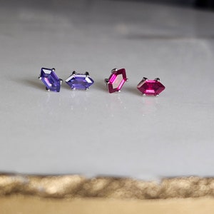 Rupee stud earrings, Sterling silver, video game jewelry, gamer gift