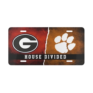 House Divided Vanity License Plate. UGA and Clemson