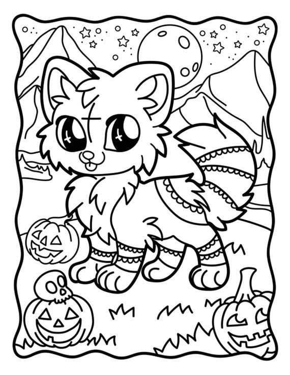 Halloween cute cats coloring book for kids ages 4-8: New easy to color  collection of adorable Halloween cats coloring pages along with spooky  items fo (Paperback)