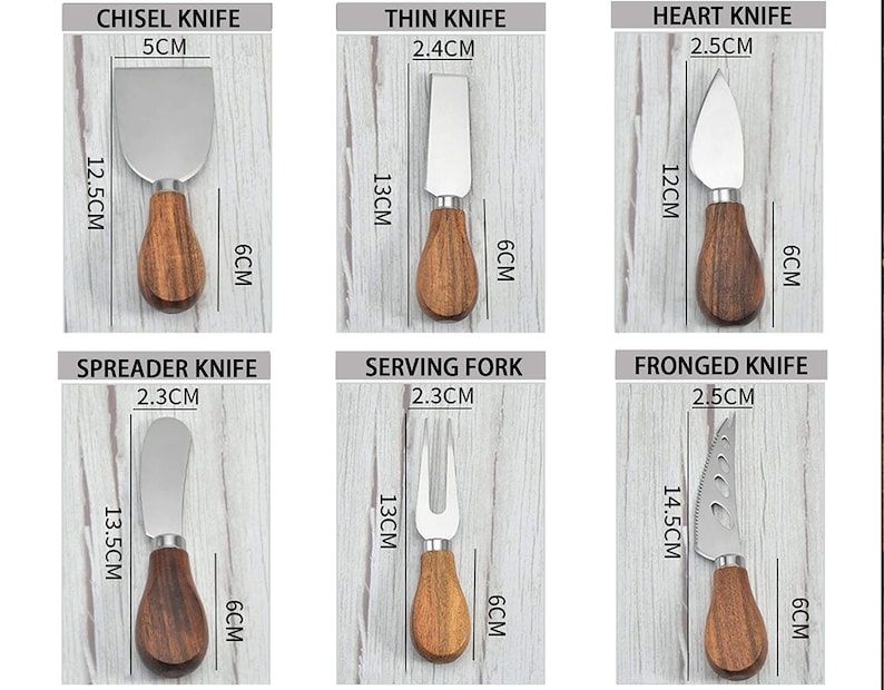 Wood Cheese Tools set of 6 Cheese Knives Etsy