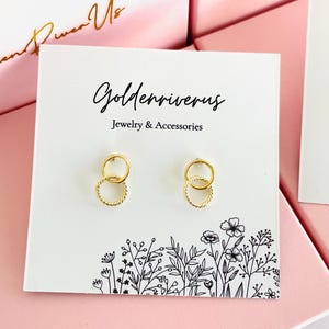 Delicate Double Ring Drop Stud Earrings/Two Circle Earrings/ Two Ring Earrings/Interlinking Rings/Lightweight